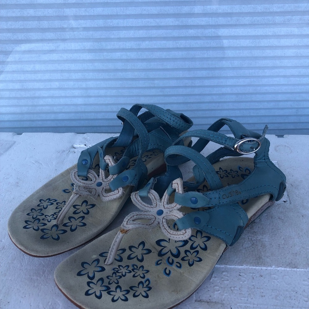 Cushe Sierra Women’s Tirquoise Blue Floral Gladiator Sandals Size 7
